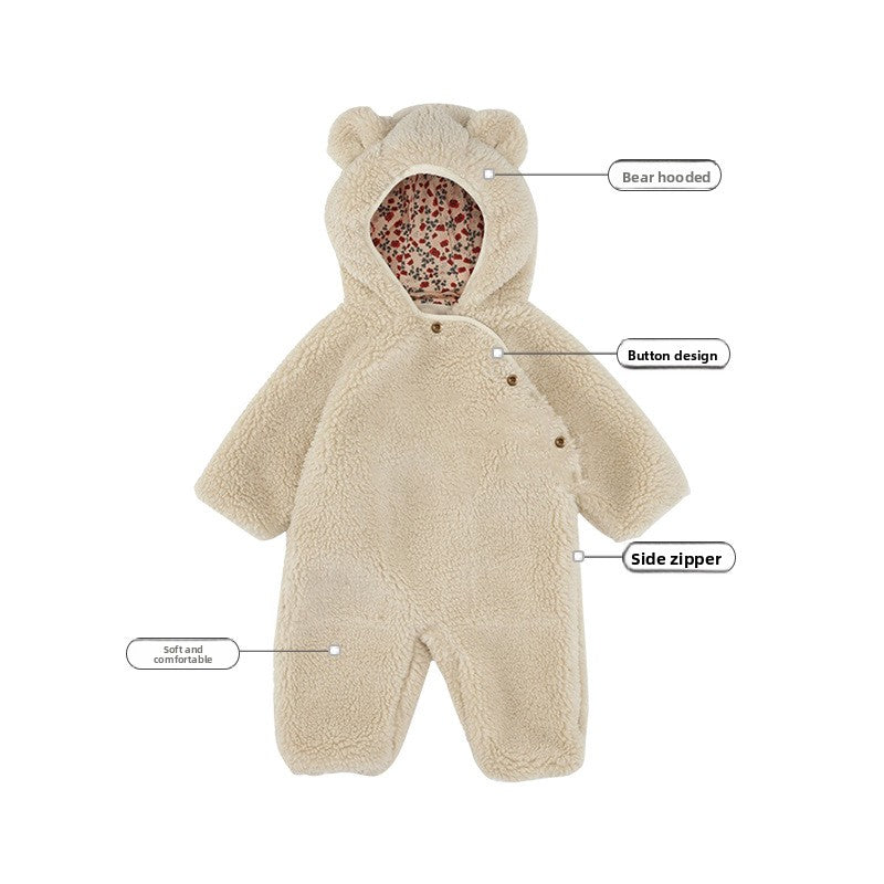 Cuddle & Cozy — Bear Ear Baby Romper with Soft Fleece