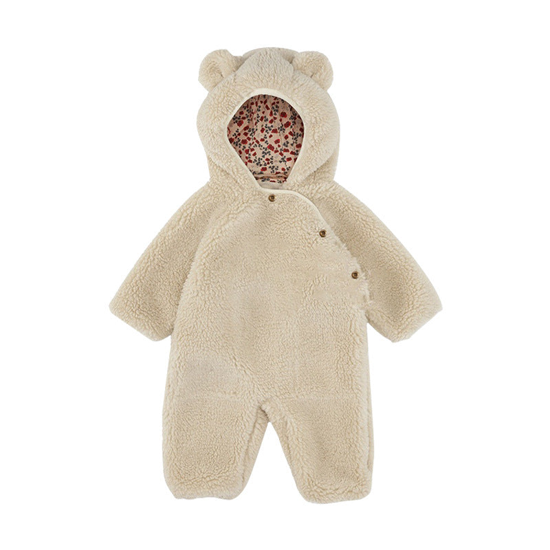 Cuddle & Cozy — Bear Ear Baby Romper with Soft Fleece