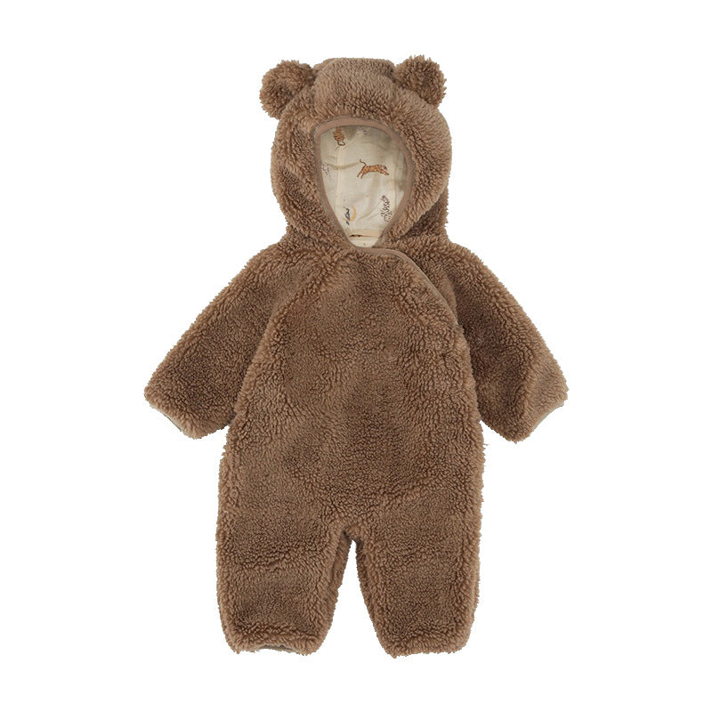 Cuddle & Cozy — Bear Ear Baby Romper with Soft Fleece